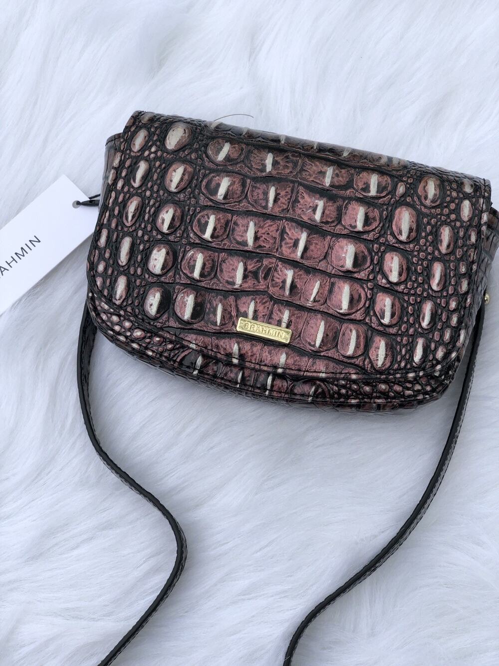 NWT Brahmin Handbag Lil Convertible Bag Plum Melbourne Crossbody Belt B000500